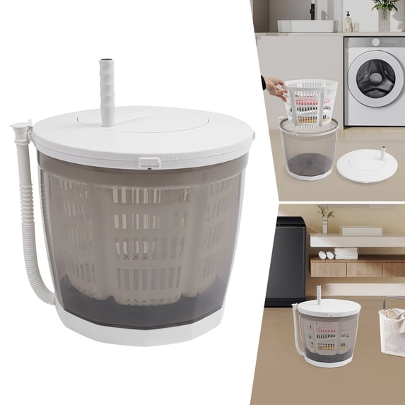 2 in 1 Mini Manual Washing Machine and Spin Dryer Modern Plastic Hand Washer Folded Compact Washer Non-Electric Washing Machine Freestanding Tabletop Mounting Type
