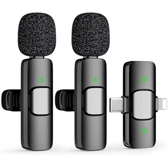 2 IN 1 Model M2 Mini Wireless Lavalier Microphone for iPhone 15 16, iOS and Android Devices - Noise Reduction Lapel Mic for Recording, Clip on Omni Lav Mic for Video Recording, Tiktok, Youtube, Vlog