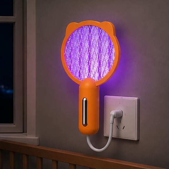 2 in 1 Mosquito Killer Racket, 2500V Portable Electric Fly Swatter with Purple Light, Rechargeable Bug Zapper Indoor for Home, Patio, Backyard, Camping Use