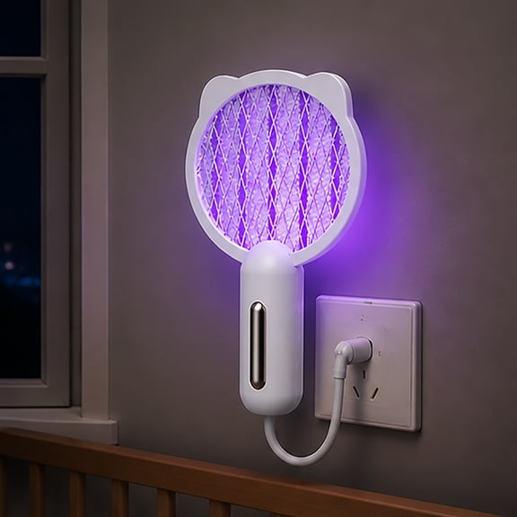 2 in 1 Mosquito Killer Racket, 2500V Portable Electric Fly Swatter with Purple Light, Rechargeable Bug Zapper Indoor for Home, Patio, Backyard, Camping Use