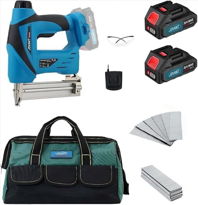 2 in 1 Nail Gun Battery Powered, 20V Cordless Nail Gun,400 Nails, 400 Staples, with Staple Puller, 2 * 2.0Ah Li-Ion Batteries and 2.4A Charger, Brad Nailer for Home Improvement & DIY