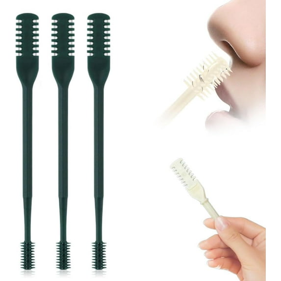 2 in 1 Nasal Hair Cutter, Nostril Hair Remover Tool Double Sided Nose Hair Knife, Manual 360° Rotating Nose Hair Trimmer with Ear Digger for Men and Women (Black, 3Pcs)