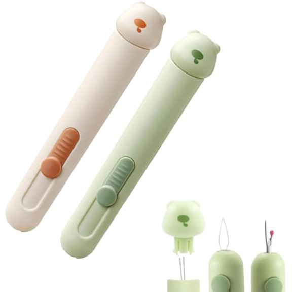 2 in 1 Needle Threader, 2-in-1 Needle Threader & Seam Ripper Tool, Ruuvee Seam Ripper, Threading and Unthreading Sewing Seam for, Crafts and Knitting Unthreading Supp