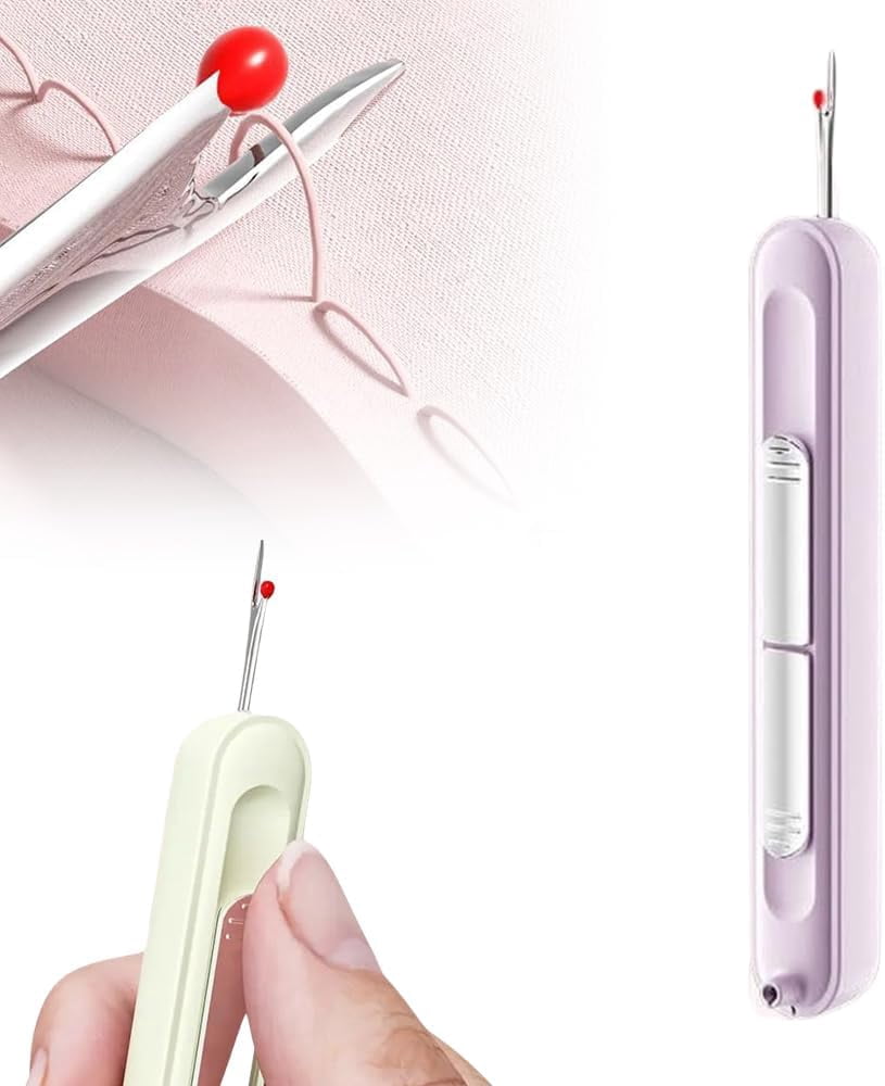 Infila-ago E Scucitore 2 In 1 - Doppia Testa In ABS E Acciaio, Compatto, Per Cucito E Ricamo