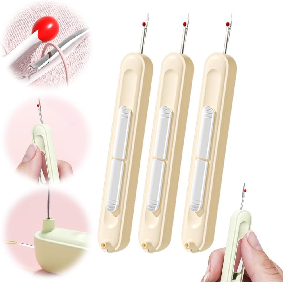 2 in 1 Needle Threader Seam Ripper, 2025 New Retractable Threader Plug ...