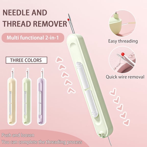 2 in 1 Needle Threader and Thread Remover, Seam Ripper Sewing Tool for Hand Sewing, Quilting, Adults, Seniors, Beginners, Quick Stitch Picker for Needles & Fabric (1x)