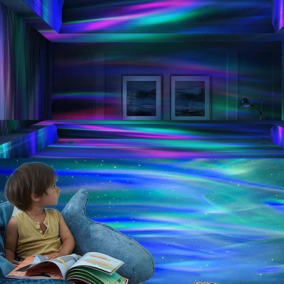 2 in 1 Northern Lights and Ocean Wave Projector with 14 Effects of Galaxy Light for Game Rooms, Parties, Light Projector for Bedroom, Compatible with Lava Lamps and Night Light Decorative Effects