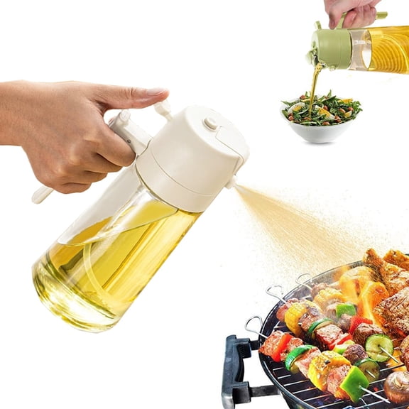 2 in 1 Oil Dispenser Bottle for Kitchen,16oz/470ml Pour Spray Oil Glass Spray Can,Glass Oil Spritzer & Pour,Food-grade Oil Mister for Air Fryer, Salad, Frying, BBQ