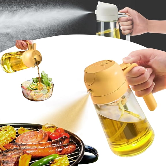 2 in 1 Oil Dispenser and Oil Sprayer,Oil Sprayer for Cooking, Oil Dispenser and Sprayer for Kitchen, 2 in 1 Olive Oil Dispenser for Kitchen,Food-grade Oil Mister for Air Fryer, Salad, BBQ (Orange)