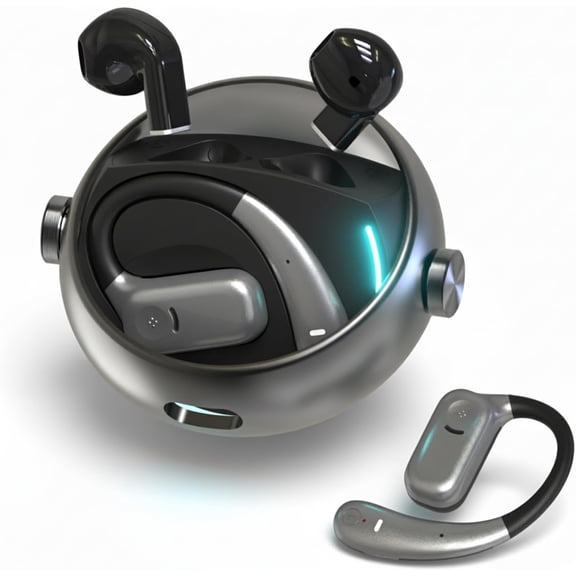 2 in 1 Open Ear Earbuds &in-Ear Headphones, Wireless Bluetooth 5.4 with 60H Play, 0 Delay, Touch Control, Noise CancellingWireless Earbuds for Running,Workout, Daily Use