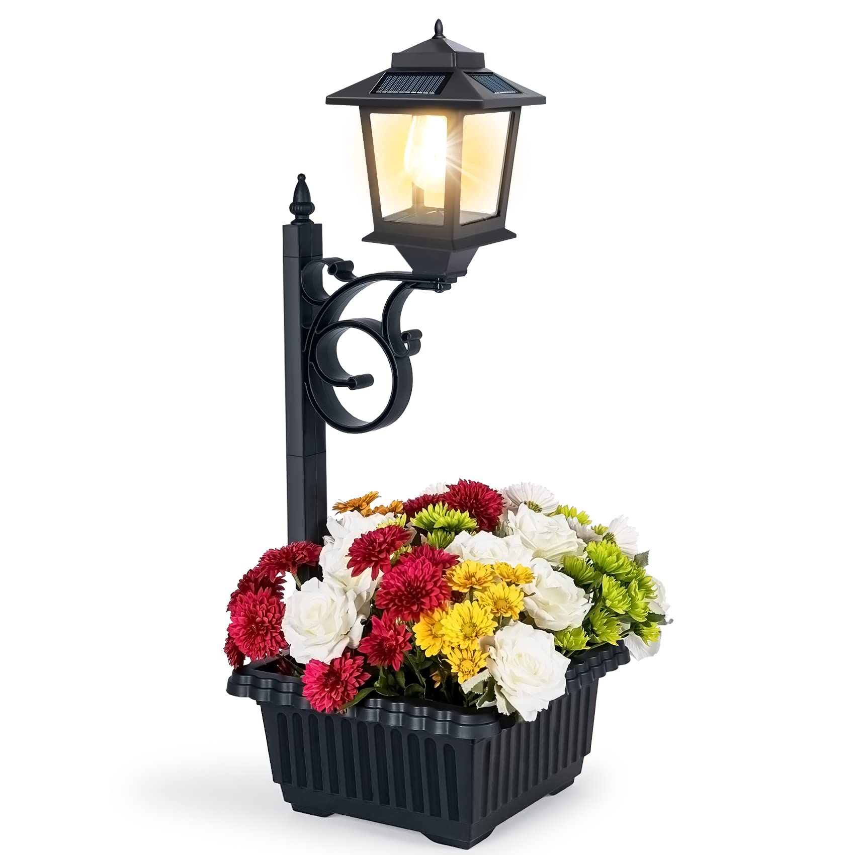 2 in 1 Outdoor EC36 Solar Lamp Post Light Outdoor Planter for Patio ...