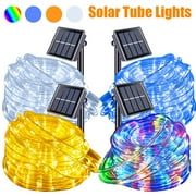 2/1 Pack 100 LED Solar Rope Lights, IP65 Solar Rope Lights Outdoor Waterproof LED, 33ft 8 Modes PVC Tube Rope Light for Trampoline Xmas Fence Yard Walkway Path Garden