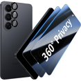 thumbnail image 1 of 2+1 Pack 360 Degree Privacy Screen Protector for Samsung Galaxy S26, 360° 4-Way Anti-Spy Tempered Glass Film+ Auto-Align Installation Camera Protector, Shatterproof Tempered Glass for Galaxy S26, 1 of 1