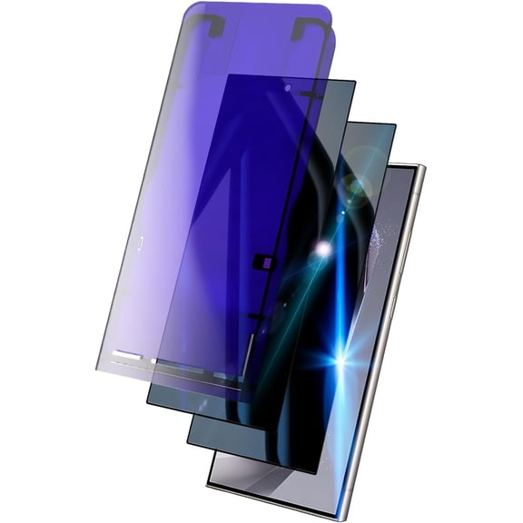 [2+1 Pack Privacy Screen Protector+Instant paste warehouse for Samsung Galaxy S24 Ultra|Anti-Spy Tempered Glass with Fingerprint Unlock Support, Anti-Scratch, 9H Hardness & Easy Installation