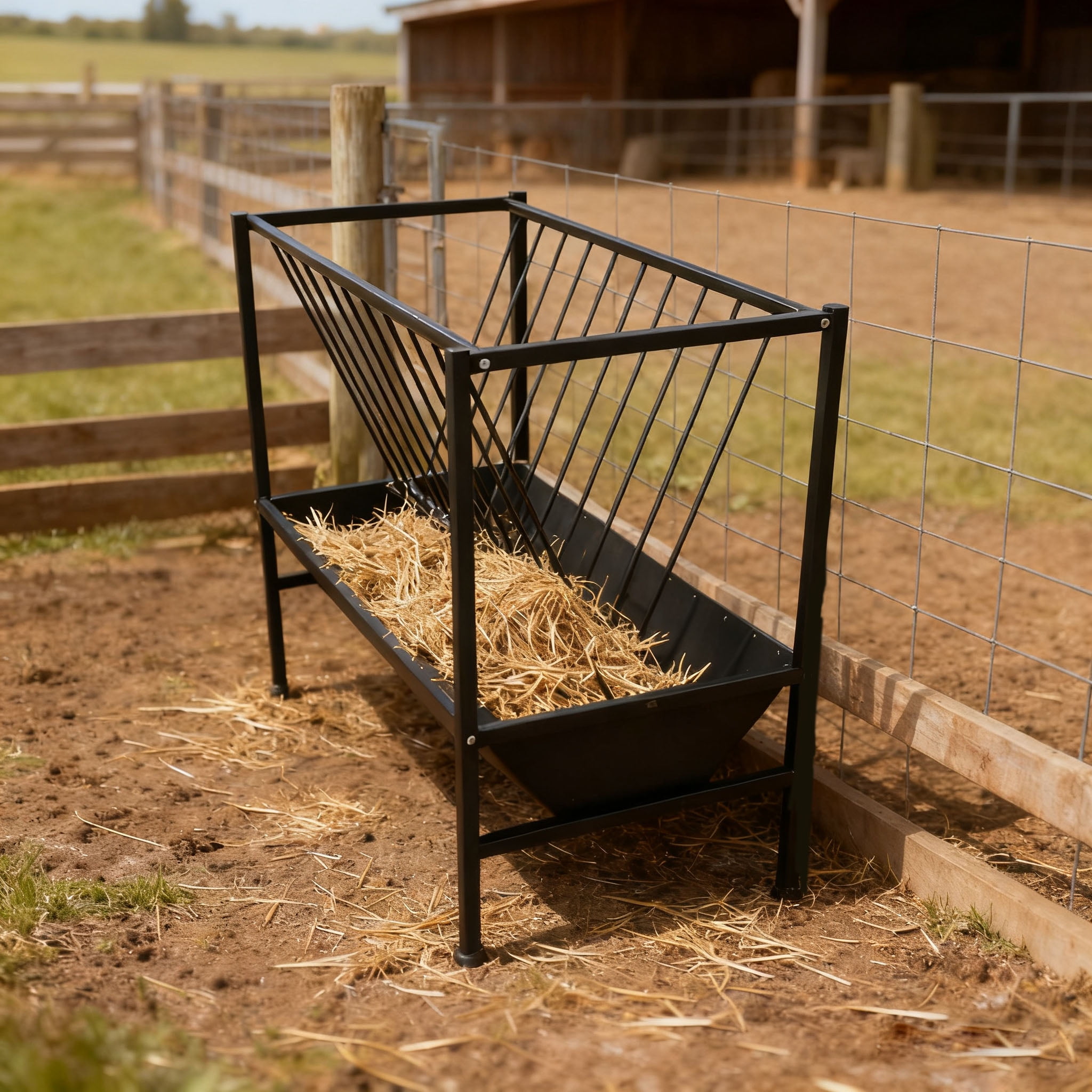 2 in 1 Pasture Hay Feeder 70 Gallon, Galvanized Metal Goat Hay Feeder ...
