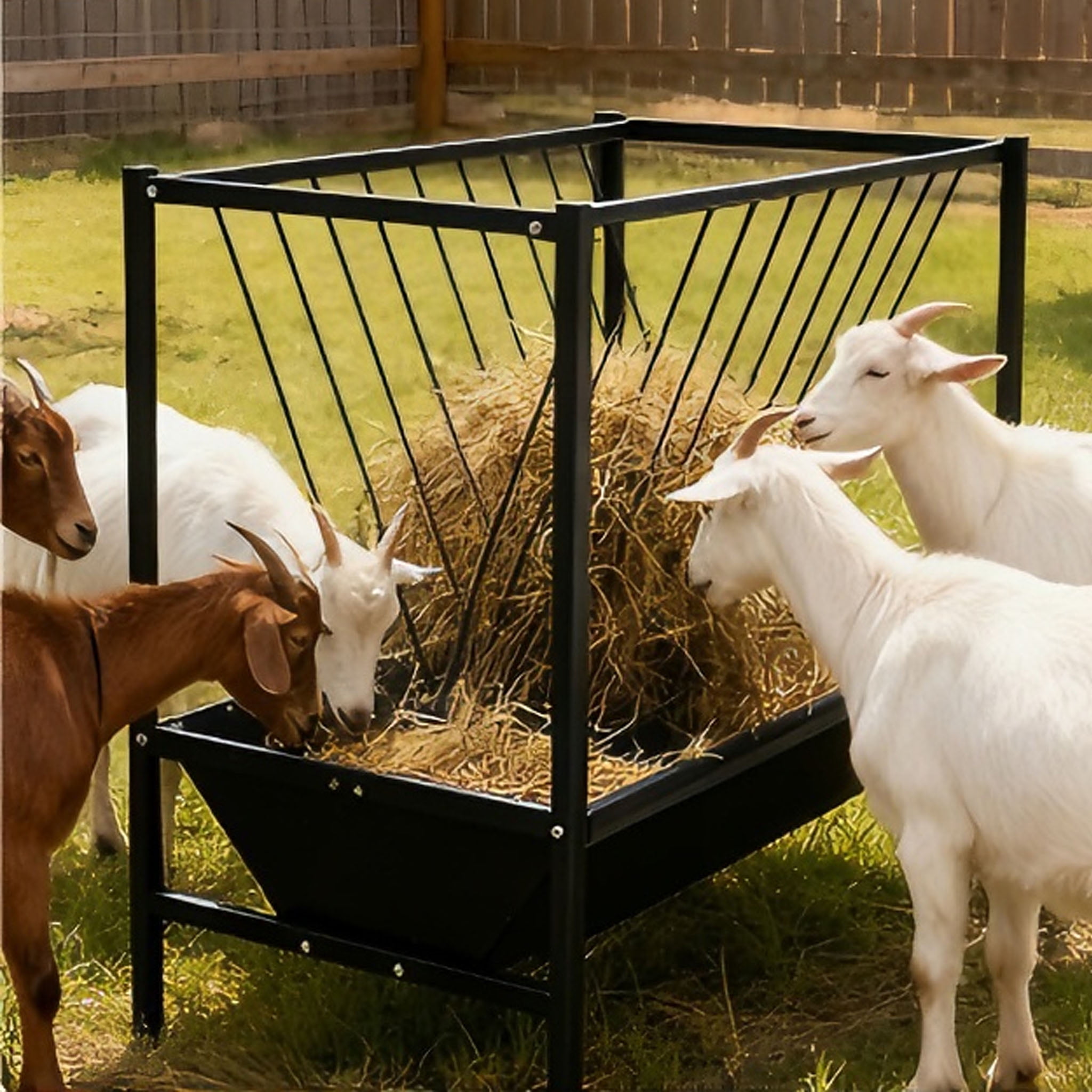 2 in 1 Pasture Hay Feeder 70 Gallon, Galvanized Metal Livestock 2 in 1 ...