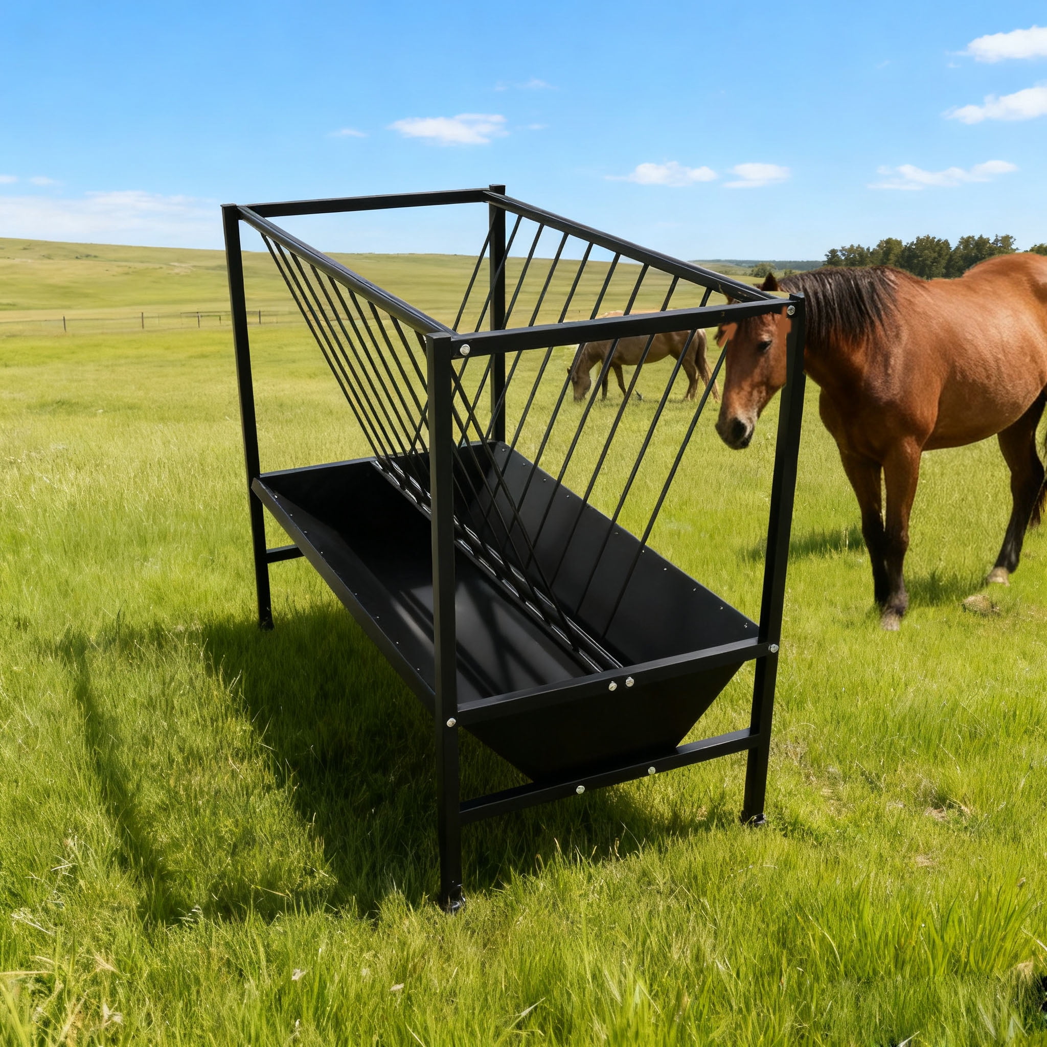 2 in 1 Pasture Hay Feeder 70 Gallon, Heavy Duty 2-in-1 Livestock Feeder ...