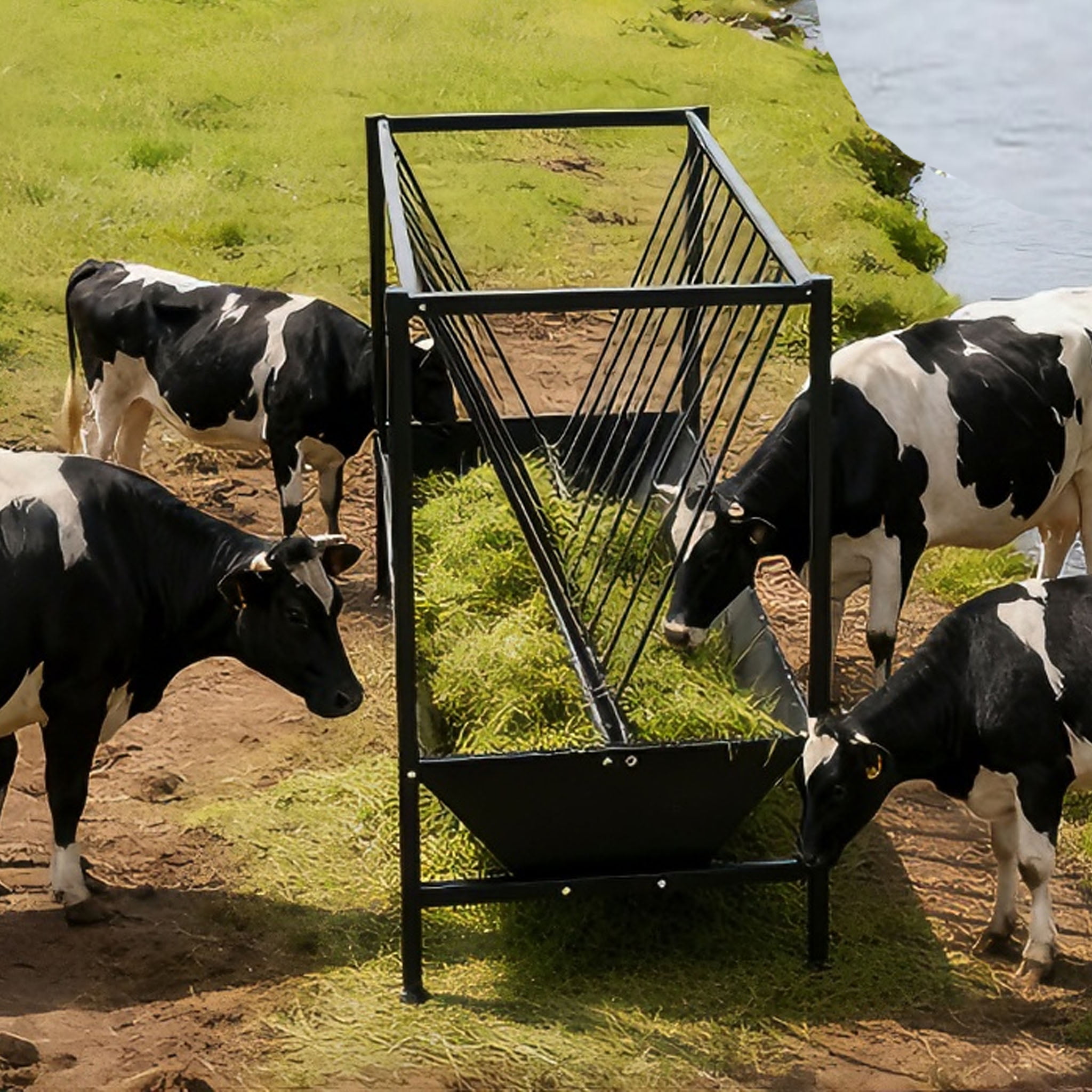 2 in 1 Pasture Hay Feeder 70 Gallon, Heavy Duty Goat Hay Feeder with ...