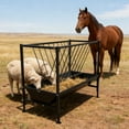 thumbnail image 1 of 2 in 1 Pasture Hay Feeder 70 Gallon, Heavy Duty Metal Livestock Feeder Rack with 25 Gallon Feed Pan, Goat Feeder, 2-in-1 Livestock Feeder for Rural Farms, Ranch Pastures, Animal Yards, 1 of 8
