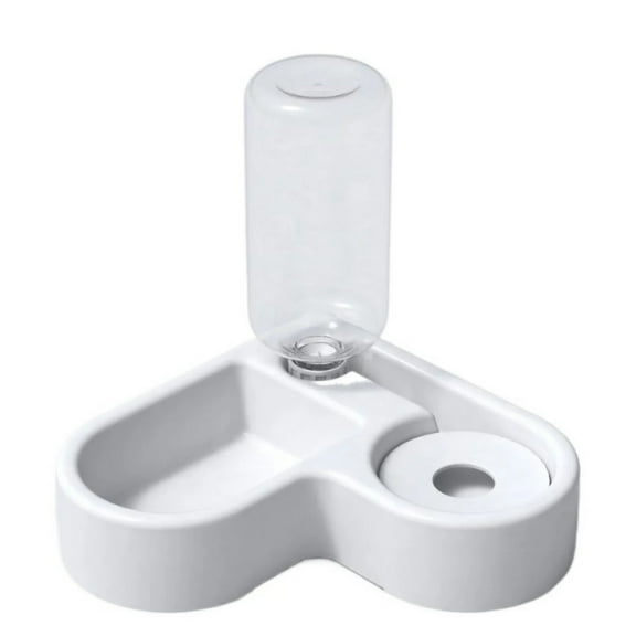 2 In 1 Pet Bowl And Automatic Water Dispenser, Space-Saving Anti-Rollover Heart-Shaped Corner Design, Food-Grade Stainless Steel And Pp Materials Easy To Clean For Cats And Dogs