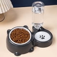 thumbnail image 1 of 2 in 1 Pet Bowls and Automatic Waterer, Cat Food Bowl, Inclined Design with Separate Compartments, Non-Slip Silicone Base, Durable Food-Grade for Comfortable, Clean, and Easy Daily Feeding, 1 of 7