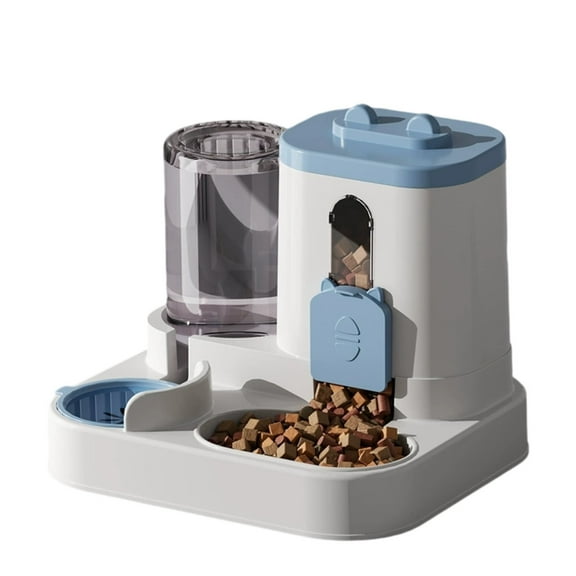 2 in 1 Pet Feeder and Water Dispenser, Gravitys Food Water Bowl for Cats Dogs Puppies Small Animals Portable Tank Design, Large Capacity Self Feeding for Small Medium Dog Puppy