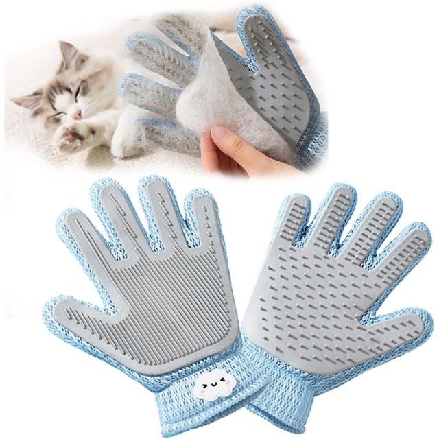 2 in 1 Pet Grooming Gloves for Dogs & Cats, Pet Fur Remover Glove, Grooming Brush for Shedding
