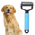 thumbnail image 1 of 2 in 1 Pet Pro-Grooming Tool Dog Brush For Shedding Professional G-rooming Rake for Cats & Dogs-Dematting Comb for Easy Mats & Tangles R-emoving,Hair R-emoval Cleaner for Pets(Bule), 1 of 7