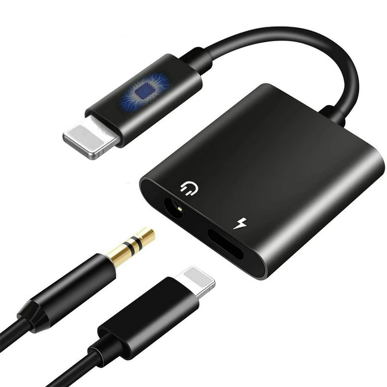2 in 1 Phone to 3.5mm Earphone Audio Charger Splitter Adapter