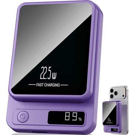 Magnetic Power Bank,10000mAh Wireless Portable Charger with 22.5W Fast Charging USB C in&Out Battery Pack Compatible for iPhone 17/16/15/14/13/12,Samsung,Android Phone Charger,Purple