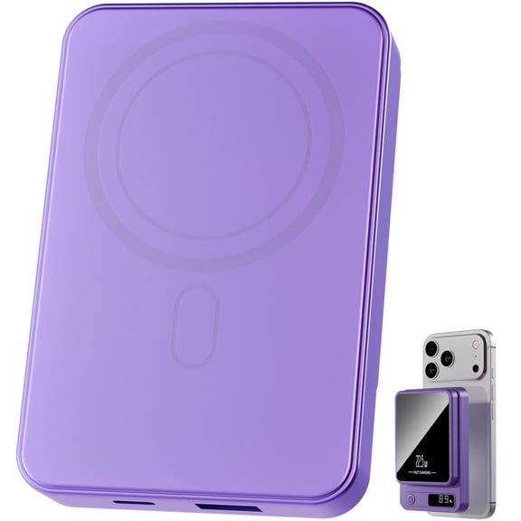 Magnetic Power Bank,10000mAh Wireless Portable Charger with 22.5W Fast Charging USB C in&Out Battery Pack Compatible for iPhone 17/16/15/14/13/12,Samsung,Android Phone Charger,Purple