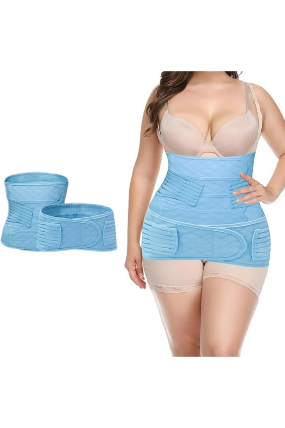 2 in 1 Postpartum Belly Band Wrap(Blue), C-Section Support Belt, Post Partum Support Recovery Waist/Pelvis Belt, Belly Band Binder Girdle Stomach XXL