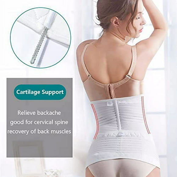 2 in 1 Postpartum Support Recovery Belly Wrap Postpartum Girdle C-Section Recovery Belt Back Support Belly Support Abdominal Binder for Post Surgery Recovery,L,White