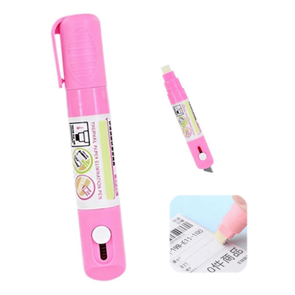 2 in 1 Privacy Wipe Box Cutter, Water-Based Thermal Paper Eraser Pen with Mini Boxes Cutter, Quick Thermal Ink Remover Correction Marker for One Smear Printed Labels Packages Documents