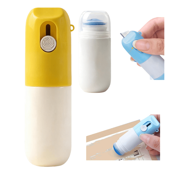 2 in 1 Privacy Wipe Box Cutter, Water-Based Thermal Paper Eraser Pen with Mini Unboxing Cutter, One Smear Printed Text Covering for Documents, Labels, Packages, Shipping Addresses