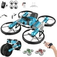 thumbnail image 1 of 2 in 1 Professional Hand Gesture Operated Rc Quadcopter Drones Radio Control Toys Mini RC Motorcycle Drone, Motorbike Drone for Kids Single Remote Watch Remote Blue, 1 of 9