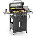 2 in 1 Propane Gas BBQ Grill with Side Burner & PorcelainEnameled Cast