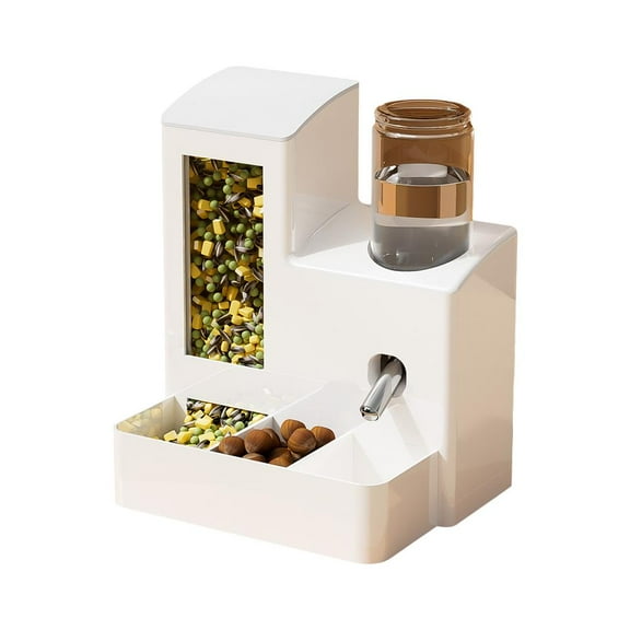 2 in 1 Rabbit Food Water Dispenser, Rabbit Water Bottle Leak-Proof, Food Dispenser for Hamster, Automatic Bunny Feeder, for R-abbit Ferrets Guinea Pigs Small Animals