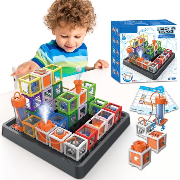 2 in 1 Reasoning Circmaze, Freely Assemble Electronic Building Blocks Circuit Maze Board Game, Snap Circuits Science Kits for Kids Ages 8-13 with Full Color Project Manual & Puzzle Guide