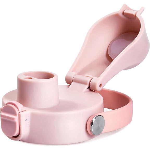 2 IN 1 Replacement Lid for Owala Freesip, Compatible with Owala Cup 16oz 24oz 32oz 40oz, One Button Water Bottle Top Lid Replacement Accessory and Straws, Leakproof, BPA-Free, Pink