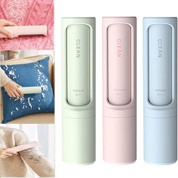 2-1 Reusable Pet Hair Remover Brush Lint, Roller Portable Effective Self Cleaning Tool for, Cat Dog Fur Hair Dust Removal Brush with Self-Cleaning Base for Couch, Car Seat, Carpet, Bedding