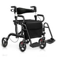 2 in 1 Rollator Walker for Seniors, Medical Walker with Seat, Folding