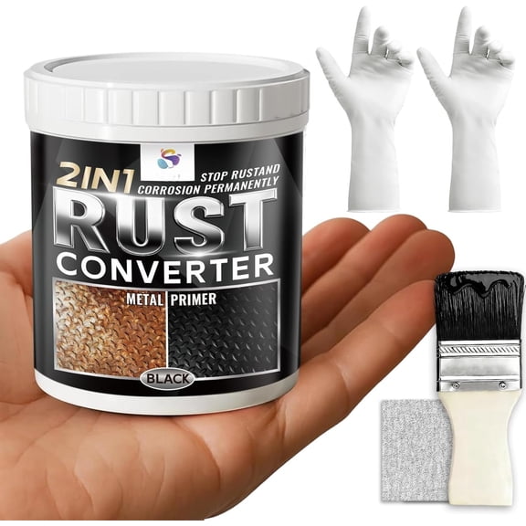 2 in 1 Rust Converter and Metal Primer, 5 oz Black Rust Reformer for Metal, , Frame, Chassis, Rust Encapsulator & Inhibitor, Heat Resistance Rust Black for Metal