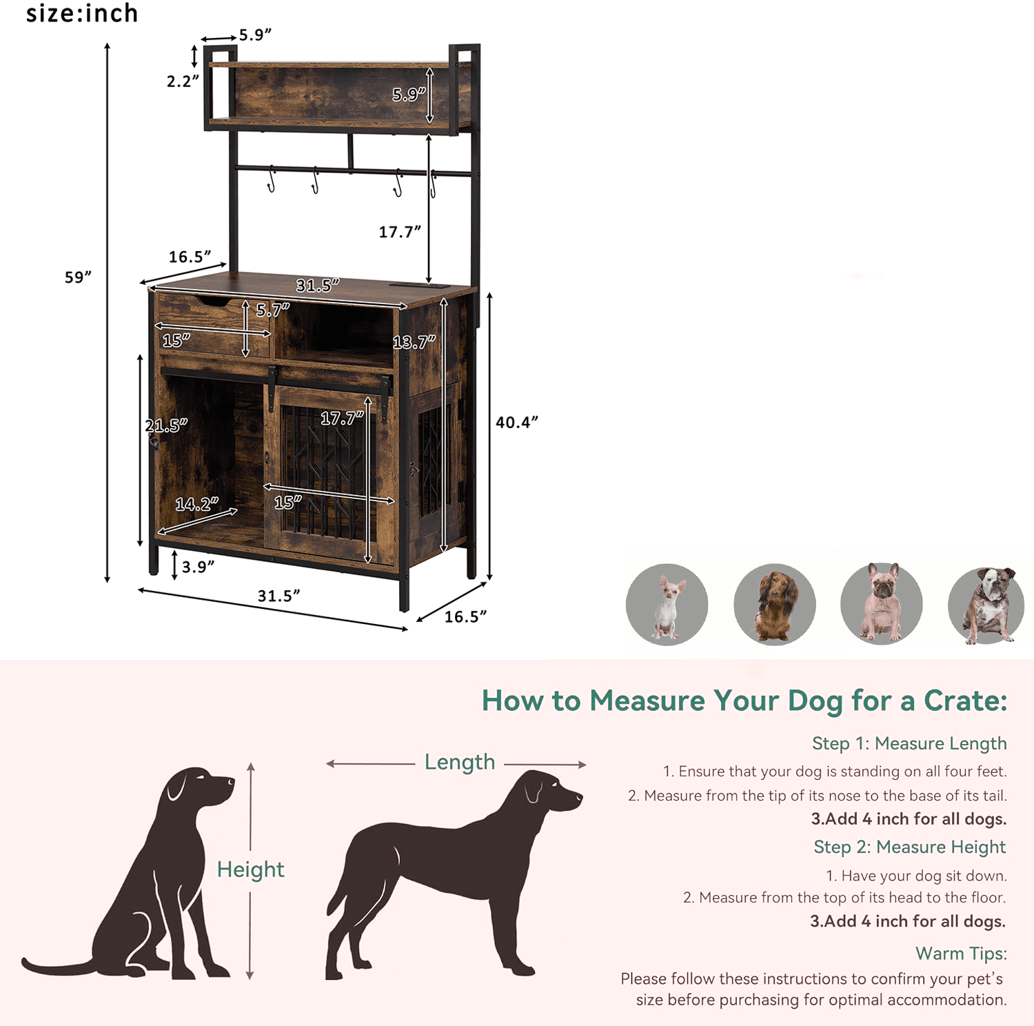 Photo inspiration: 2 In 1 Rustic Dog Crate Side Cabinet Organizer Hutch Photo Inspiration