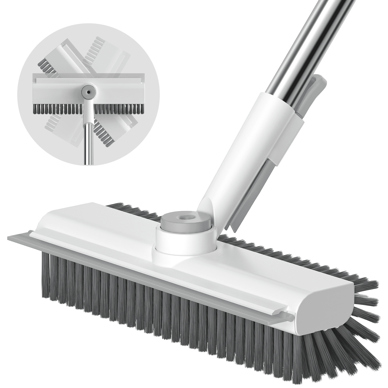 2 in 1 Scrub Brush Floor Brush with Long Handle, 53.3" Scrape Brush Stiff Bristle Shower Scrubber Brush for Cleaning Patio Brush for for Bathroom, Kitchen, Tub, Carpet, Grout, Tile