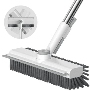 2 in 1 Scrub Brush Floor Brush with Long Handle, 53.3" Scrape Brush Stiff Bristle Shower Scrubber Brush for Cleaning Patio Brush for for Bathroom, Kitchen, Tub, Carpet, Grout, Tile