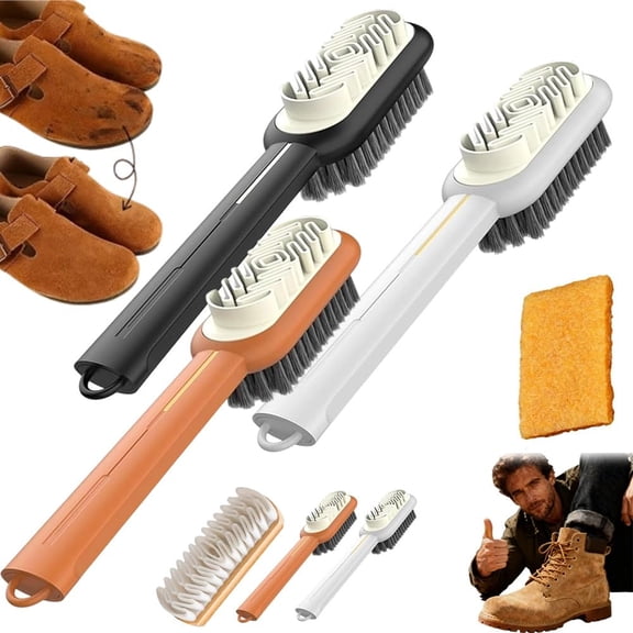 2 in 1 Scrub Suede Shoe Brush, 2026 New Double-Sided Rubber Polish Eraser and Soft Bristle Brush, Lazy Suede Shoe Brushs and Eraser for Cleaning, Magic Nubuck Rubber Boot Scrub Cleaner(3Pcs/Mix)