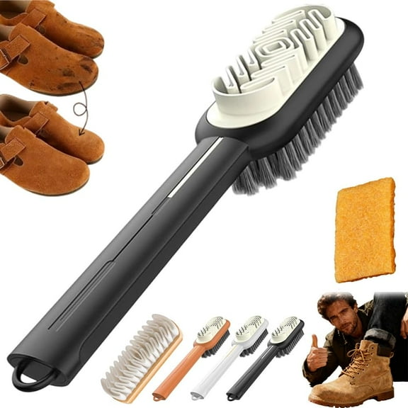 2 in 1 Scrub Suede Shoe Brush, 2026 New Double-Sided Rubber Polish Eraser and Soft Bristle Brush, Lazy Suede Shoe Brushs and Eraser for Cleaning, Magic Nubuck Rubber Boot Scrub Cleaner(Black)