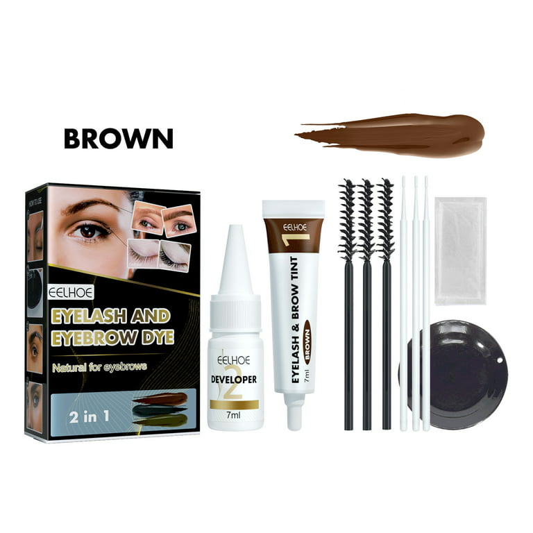 Lash & Brow Tint Kit, Professional Semi-Permanent 2-in-1 - Brown