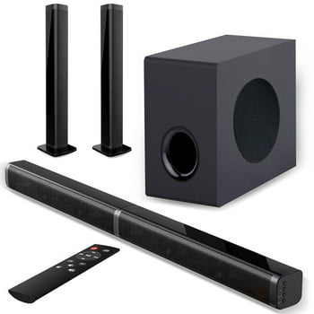 2 in 1 Separable Sound Bar for Smart TV with Subwoofer, Bluetooth 5.0 Surround Sound System for TV, 80W 37 Inch Soundbar for Home Theater, ARC/Optical/USB & Remote TV Speakers, 6 EQ Modes